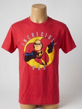 The Incredibles Disney T-shirt Red Girls Women Graphic Teen Boys Medium Unisex